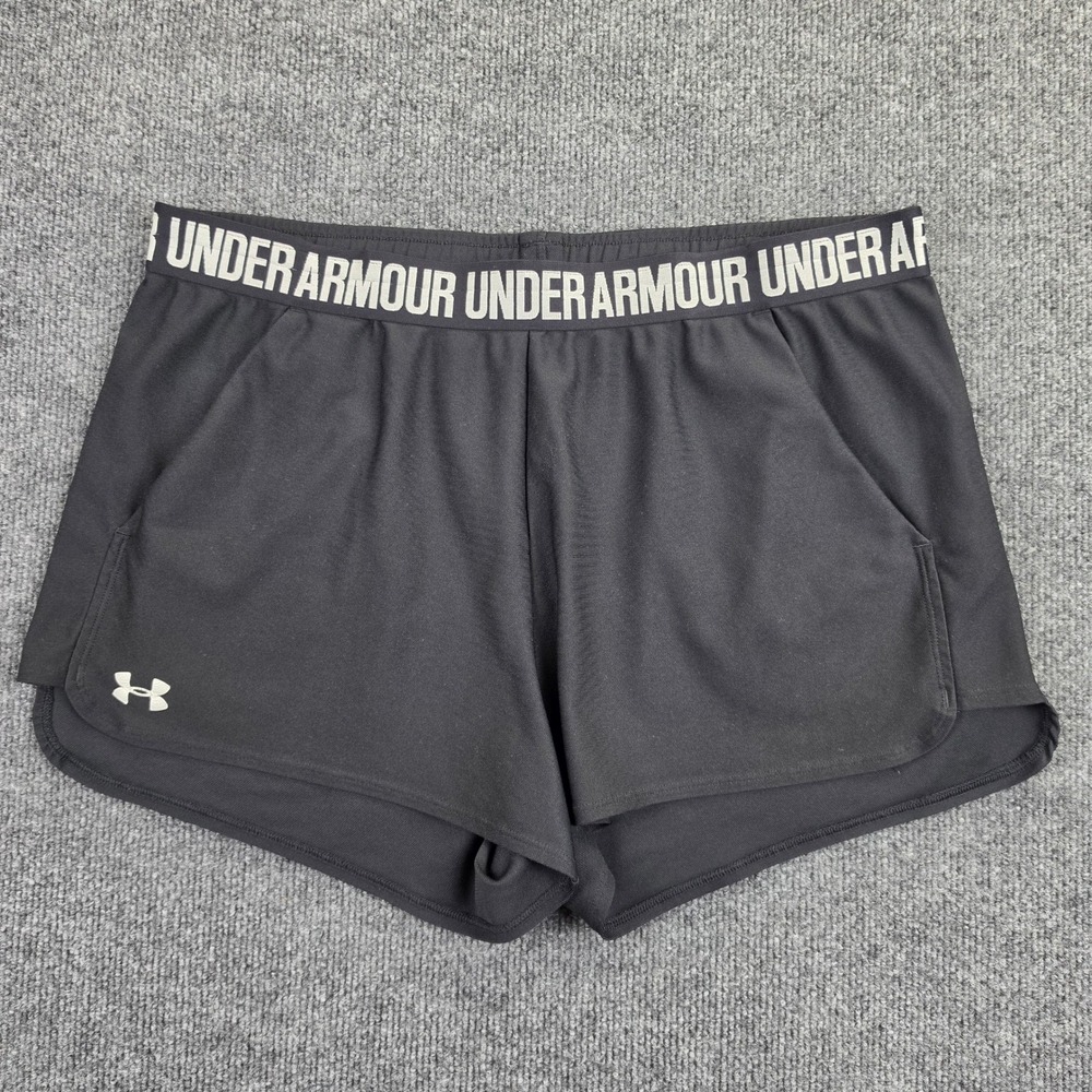 Under Armour Running Shorts Women's XXL HeatGear Loose Fit Black Activewear 3"